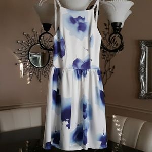 NWOT Backless Floral Purple White Dress